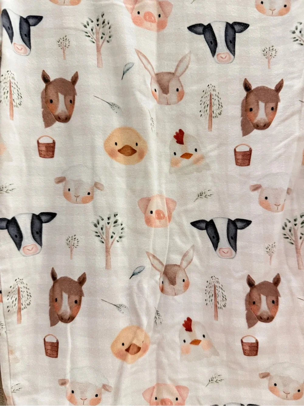 Kids Farm Animal Print Brave Little Ones Pajama Set - Cream LIKE NEW